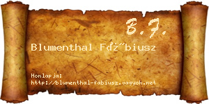 Blumenthal Fábiusz névjegykártya